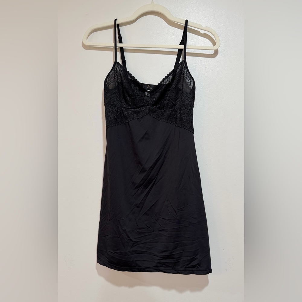 Cosabella Slip Chemise Mini Dress, Black Lace Small